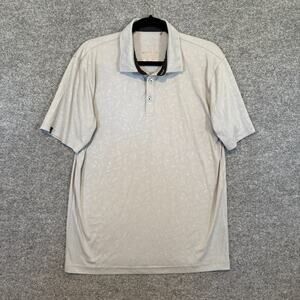 Swannies Polo Shirt Mens‎ Medium Gray Floral Short Sleeve Stretch Golf